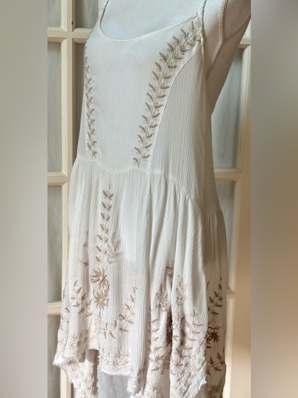 Free People Meadows Of Medallions Ivory Boho Handkerchief Dress - Picture 2 of 13